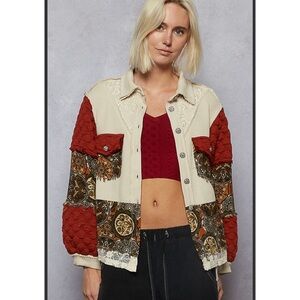 POL. Patchwork Cream and Ruby Jacket